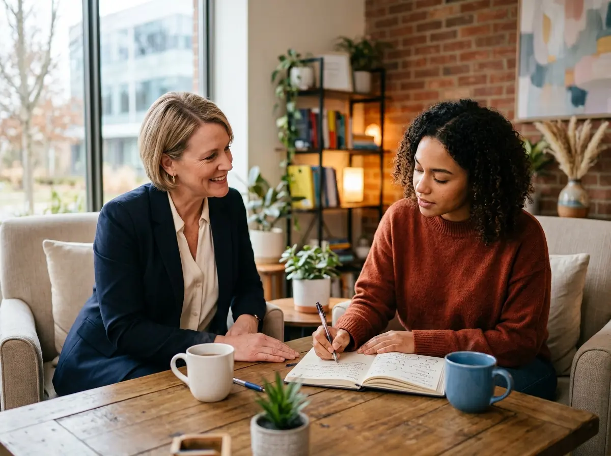 A client reflecting with support between coaching sessions