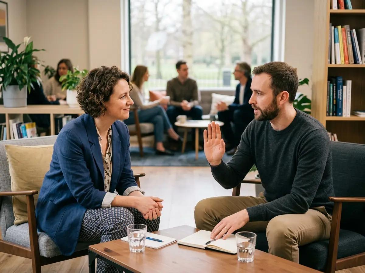A coach and client continuing their conversation in a live session